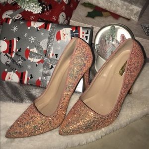 Pink glittered heels